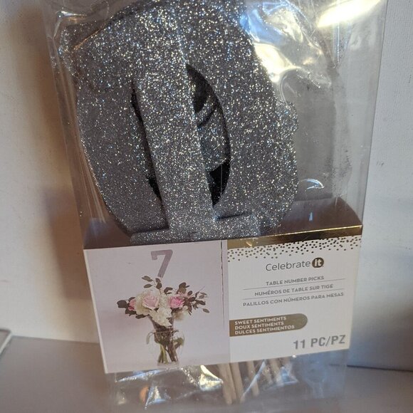 NWT Celebrate It Silver Table Number Picks Summer Wedding Reception Formal Party - Picture 1 of 9